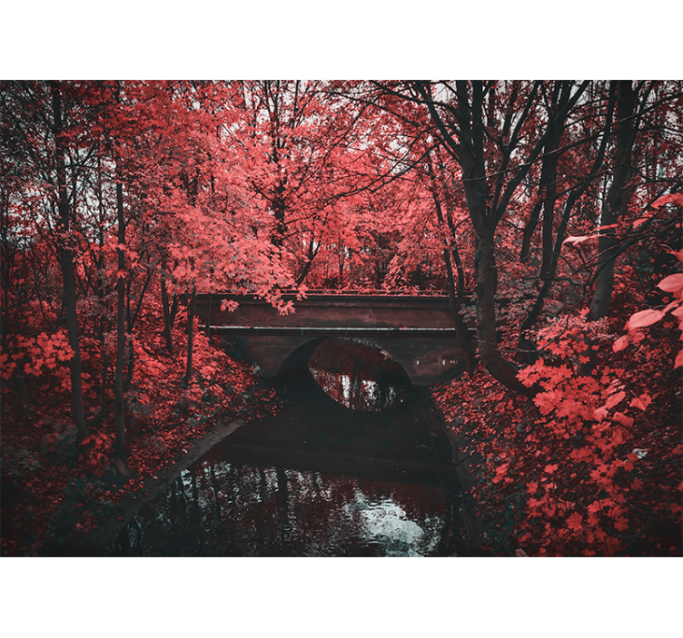 Vöröslevelű erdő természeti falikárpitok - TenStickers