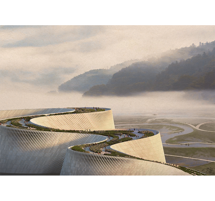 Ívelt építészeti forma táj falfestmények - TenStickers