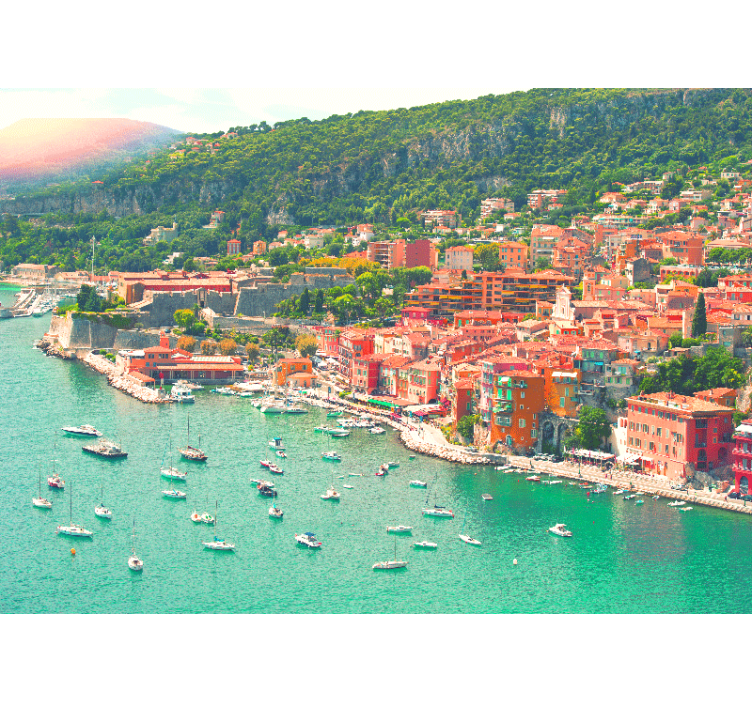 Tengerparti falu nézőpont - városi falfestmény - TenStickers