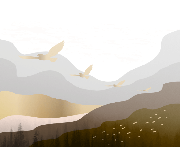 Repülő madarak siluettjei természeti falikárpitok - TenStickers