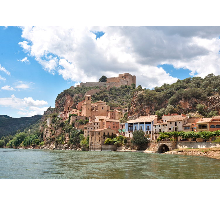 Mediterrán domboldali város faliképek - TenStickers