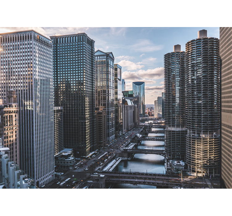 Chicago látkép városi falfestmény - TenStickers