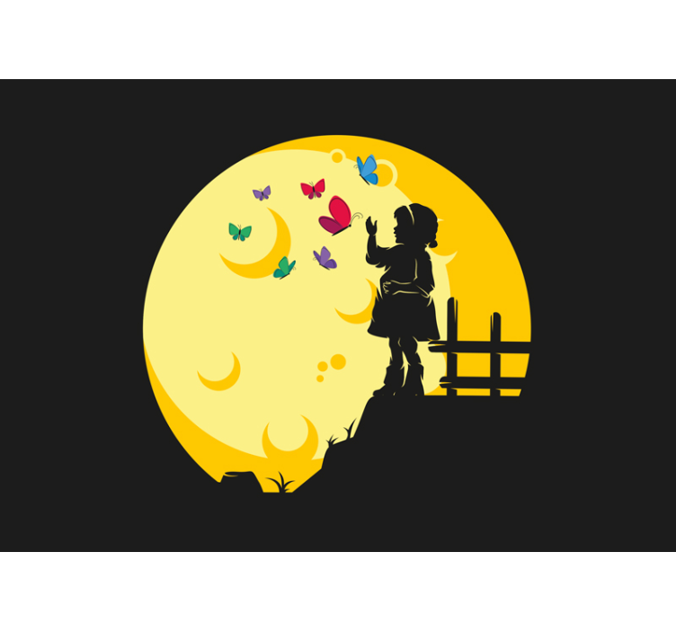 Gyermek siluette lepkék óvoda falfestmények - TenStickers