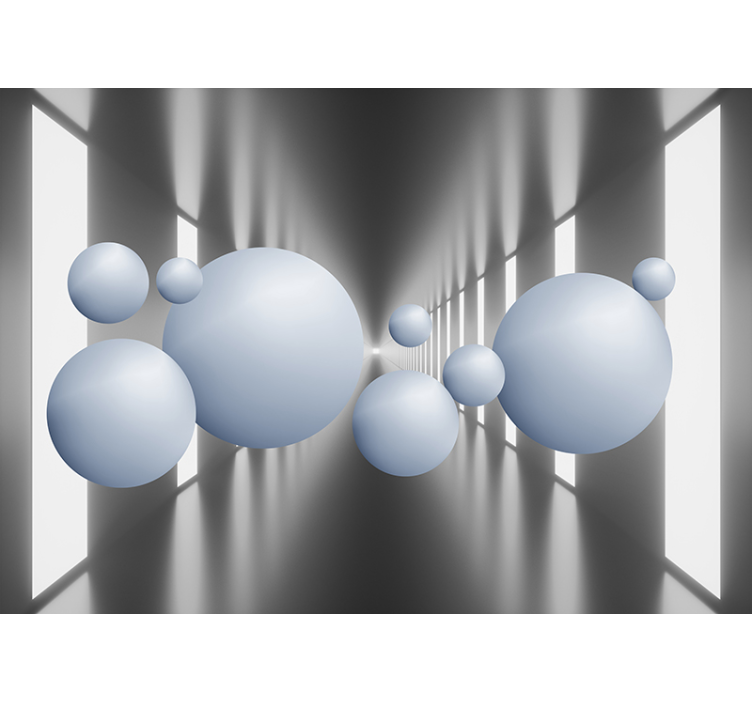 Lebegő gömbök elrendezése 3d hatású fototapéta - TenStickers