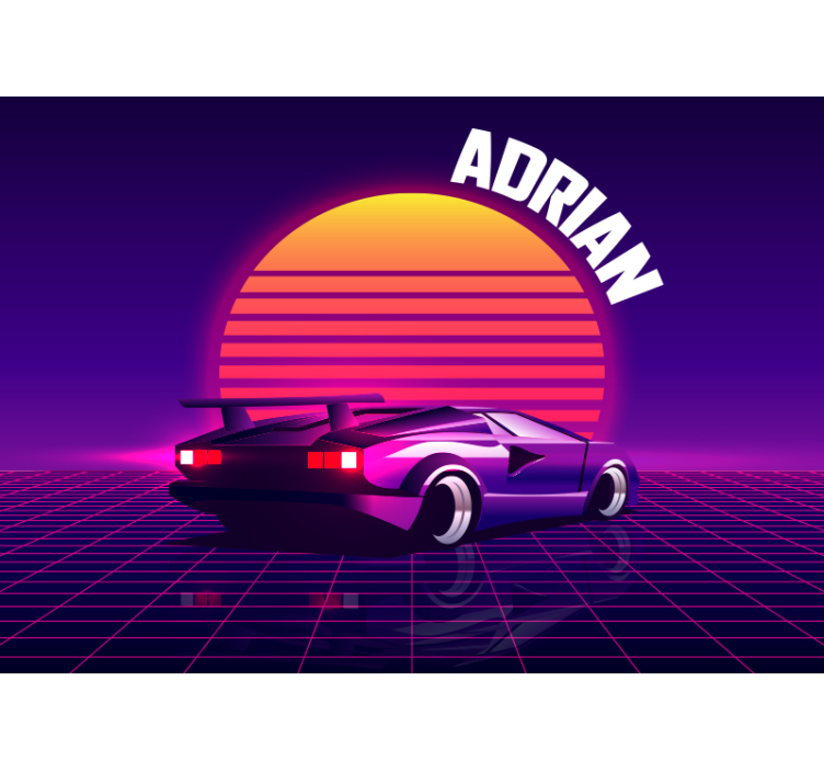 Sportos autó napkeltekor falfestmény - TenStickers