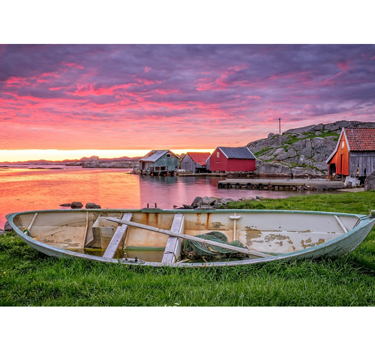 Festői tengerparti falu táj falfestmények - TenStickers