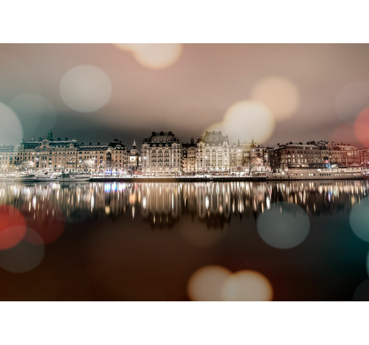 Festői város tükröződése Városi falfestmény - TenStickers