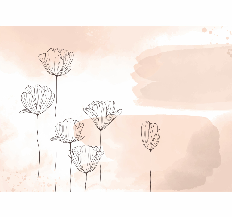 Virágok vonalas falfestmény - TenStickers