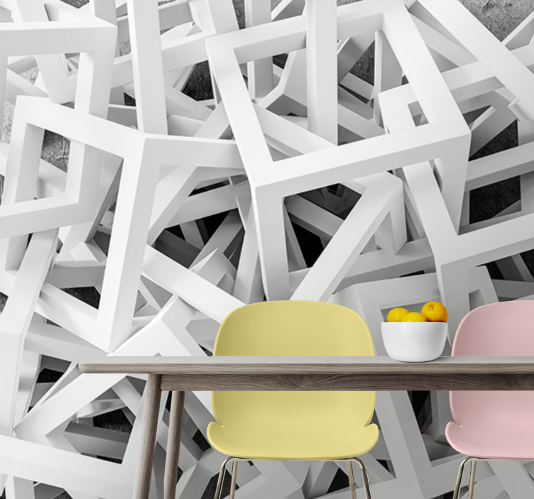 Absztrakt fehér formák - textúra és a minta falfestmények - TenStickers