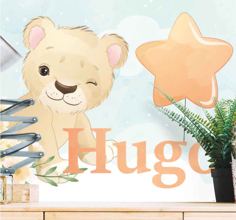 Aranyos oroszlán karakter Állati falfestmények - TenStickers