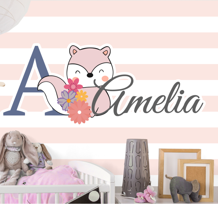 Aranyos róka mintázat gyermek hálószoba falfestmények - TenStickers