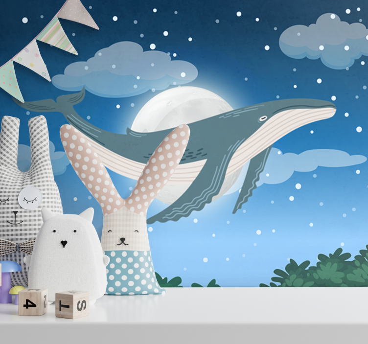 Bálna a holdfényben - Állati falfestmények - TenStickers