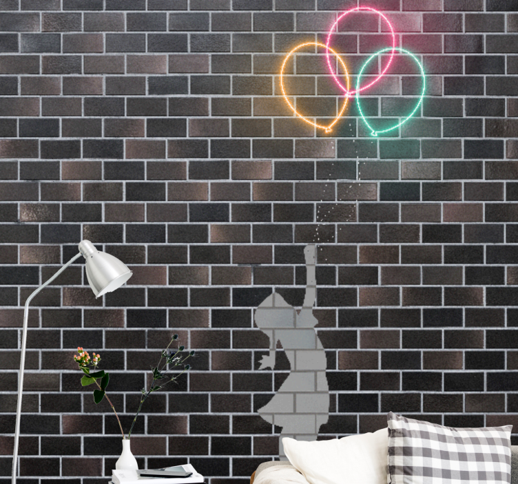 Bansky gyermek neon hatású falfestményen - TenStickers