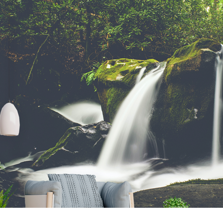 Cascading waterfall scene - vízesés festmény - TenStickers