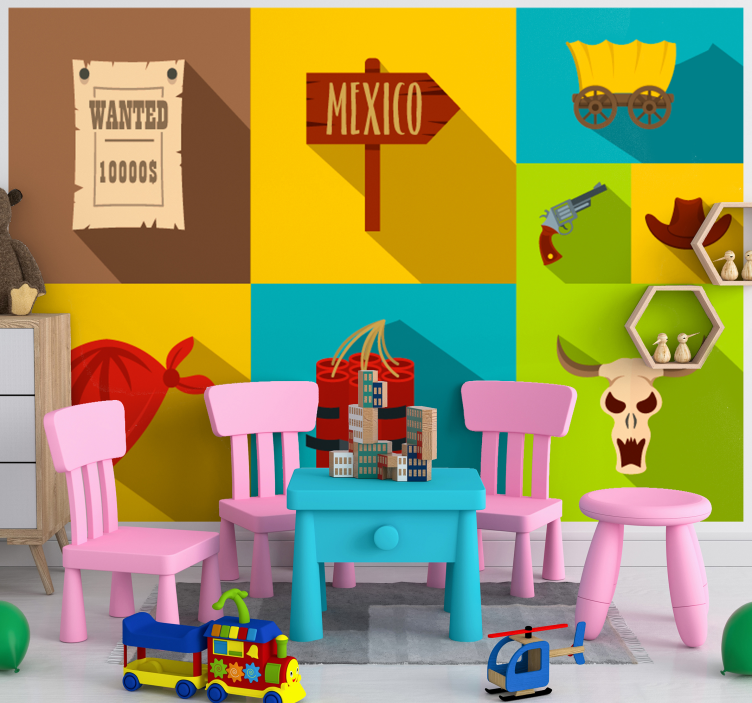 Cowboy csempe vintage falfestmény - TenStickers