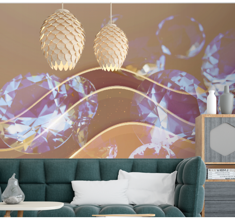 Csillogó kristályhullámok Absztrakt falfestmények - TenStickers