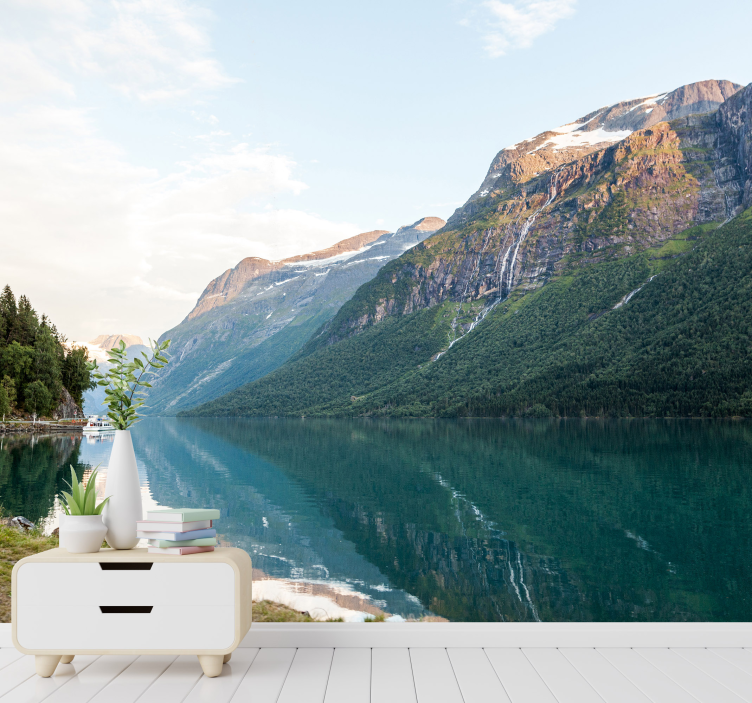 Fa táj a tó falfestménye - TenStickers