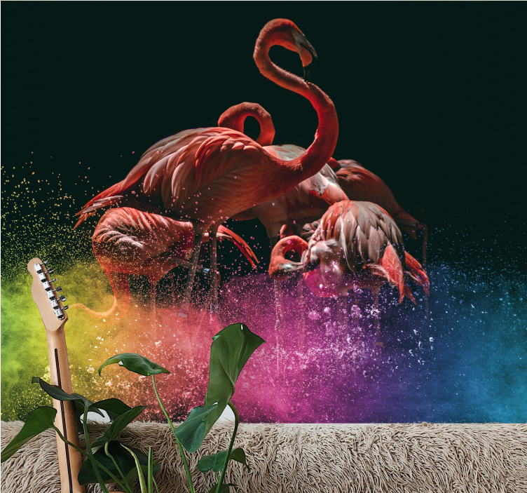 Flamingó parti fröccs Állati falfestmények - TenStickers