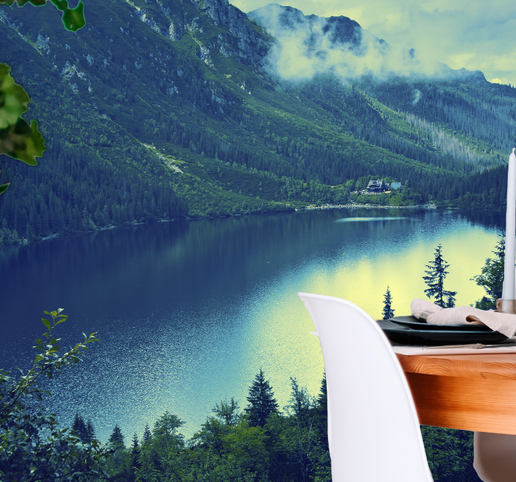 Grandiózus hegyi tükörkép Táj falfestmények - TenStickers