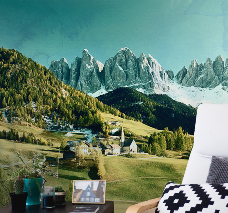 Hegyi falusi táj falfestmények - TenStickers