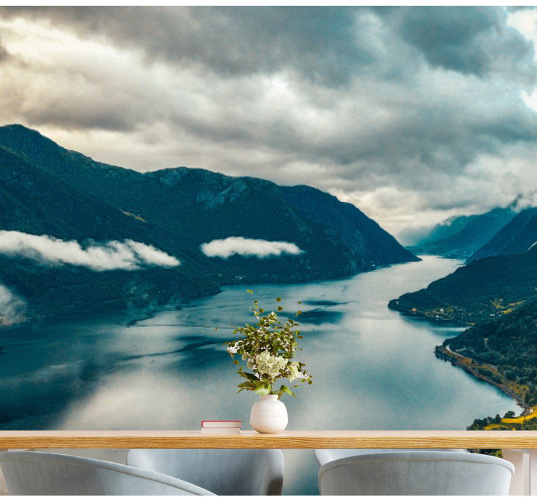 Hegyi tó tükör táj falfestmények - TenStickers