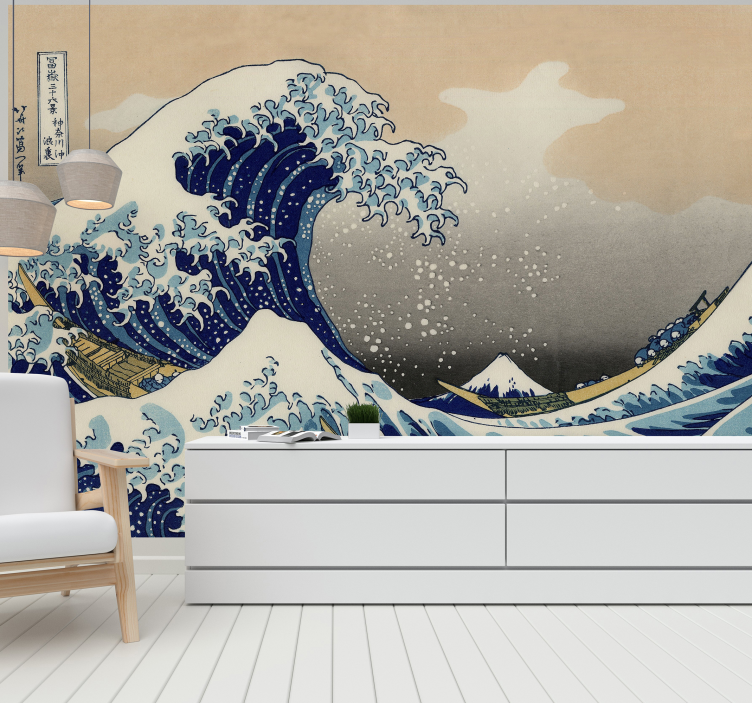 Hokusai hullám klasszikus művészet falfestmény - TenStickers