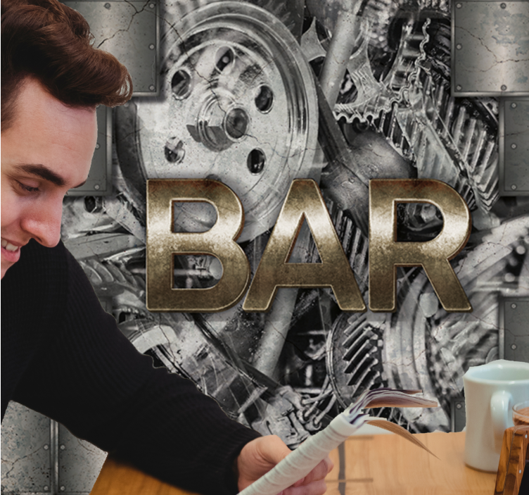 Ipari fogaskerék betűk - városi művészet falfestmények - TenStickers