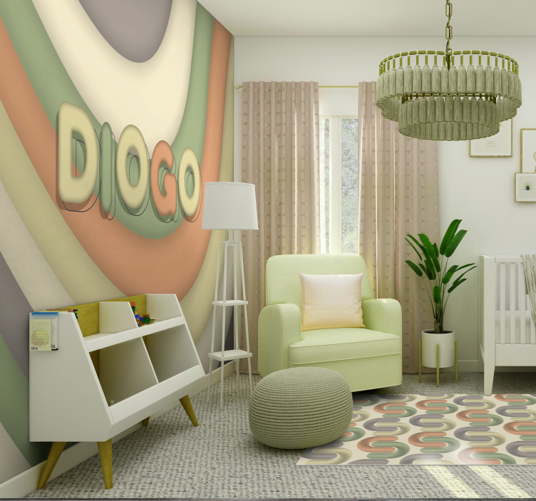 ívelt csíkok, név szerint Gyermek hálószoba fototapéta - TenStickers