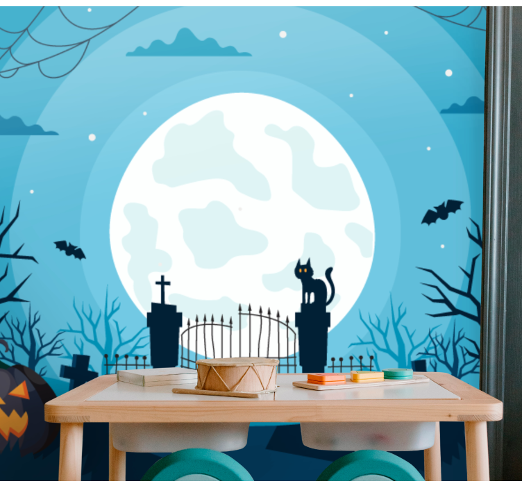 Kísértetjárta temetői jelenet Falfestmények Halloween - TenStickers