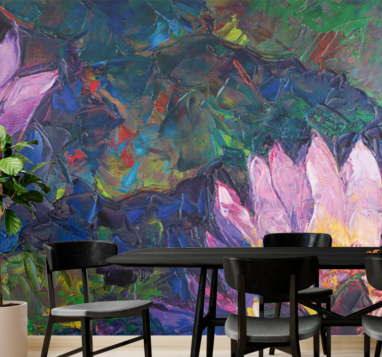 Lótuszvirág absztrakt virág falfestmények - TenStickers