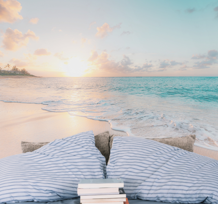 Megnyugodott tenger piros esti természet falfestmény - TenStickers