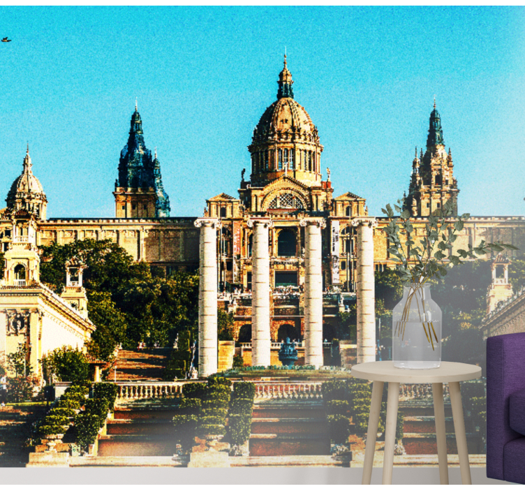 Megvilágított kilátások montjuic barcelona falfestményére - TenStickers