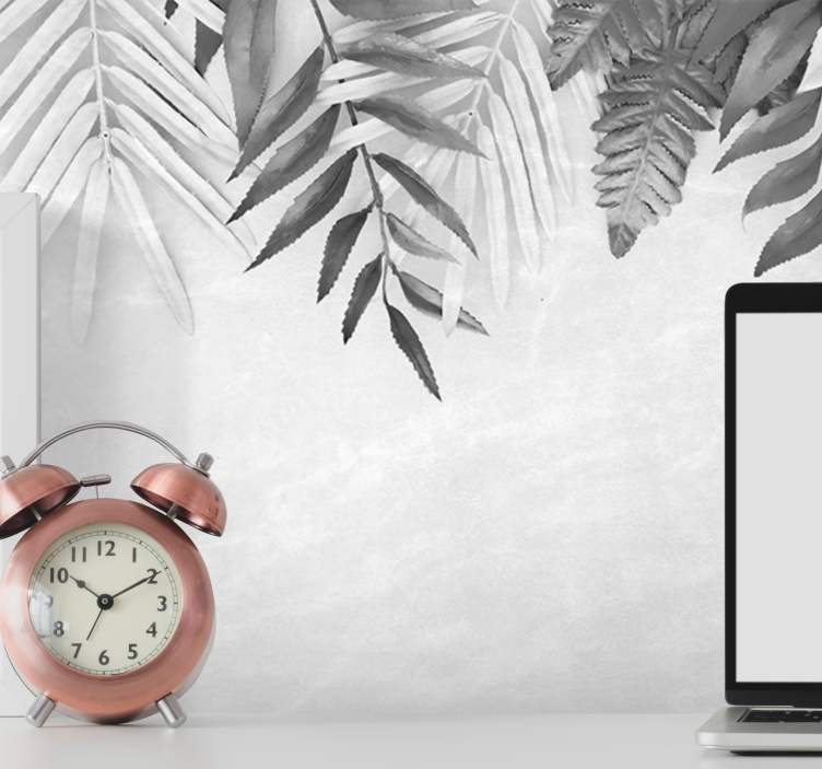 Monokróm levélminták természeti falikárpitok - TenStickers