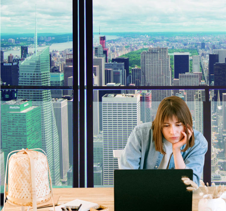 Nyitott ablakból kilátás nyílik a manhattani falfestményre - TenStickers