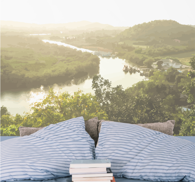 Nyugodt folyó látkép - táj falfestmények - TenStickers