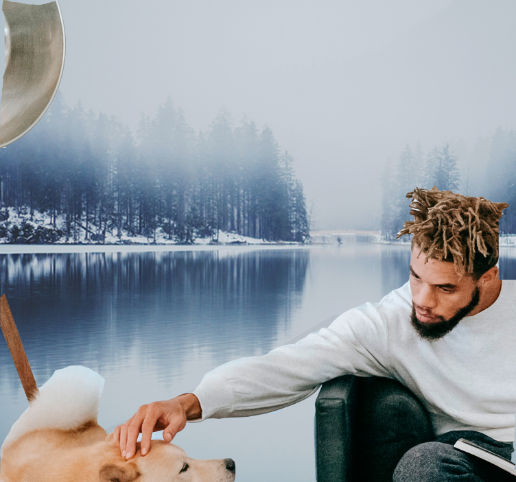 Nyugodt tóparti táj természeti falikárpitok - TenStickers