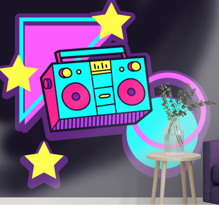 Retro boombox elemei zenei témájú falfestmények - TenStickers