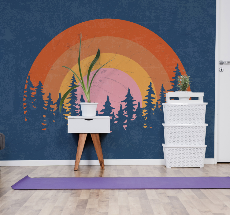 Retro erdei szivárvány Vintage fototapéta - TenStickers