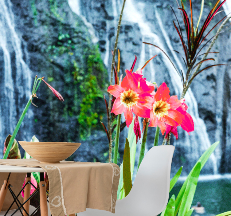 Rózsaszín trópusi virágok falfestmények - TenStickers