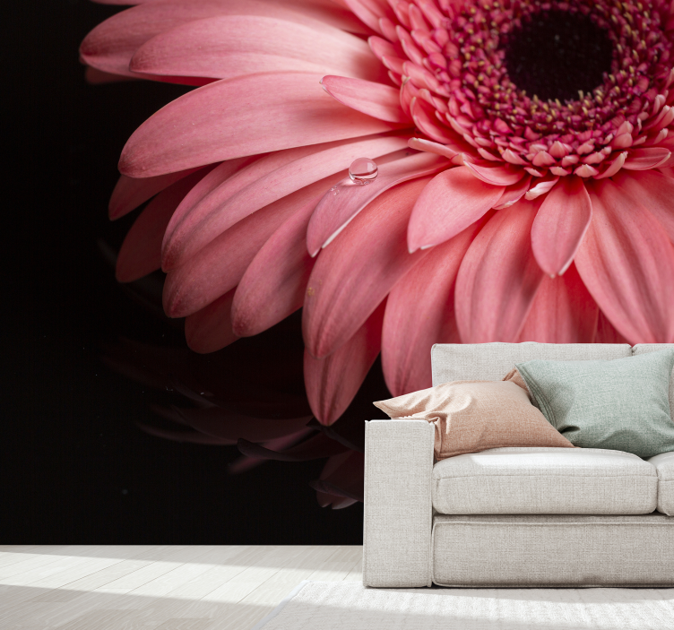 Rózsaszín virág fal photomural - TenStickers