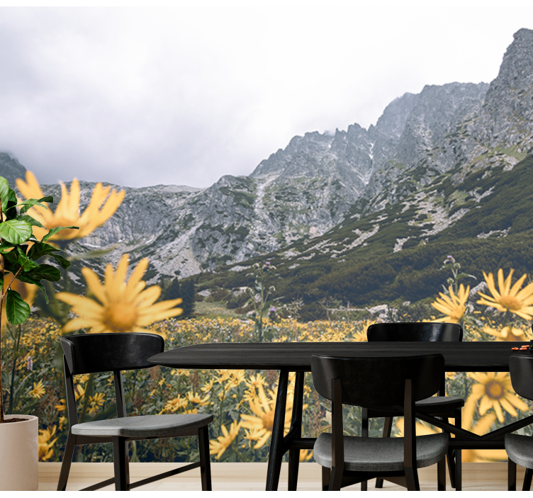 Sárga virágmező falfestmények - TenStickers