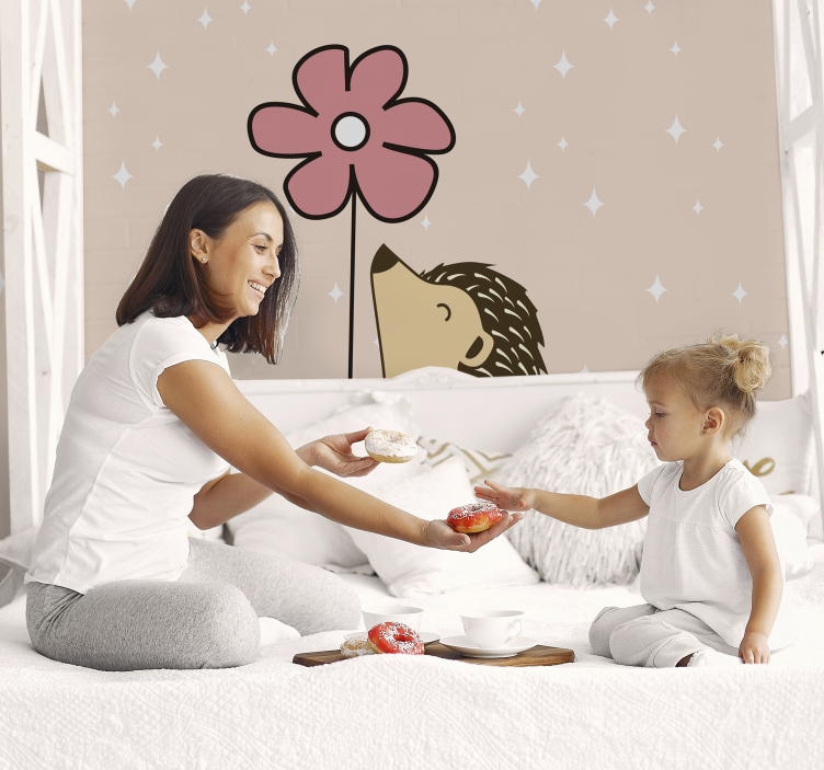 Sündisznó és virág Állati falfestmények - TenStickers