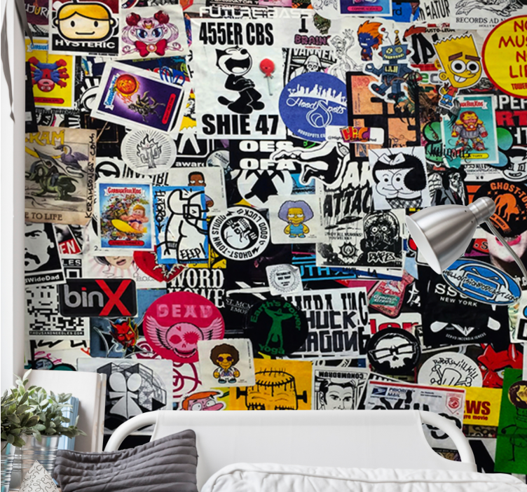 Színes matrica kollázs városi művészet falfestmények - TenStickers