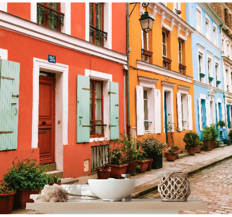 Színes párizsi homlokzatok Városi falfestmény - TenStickers