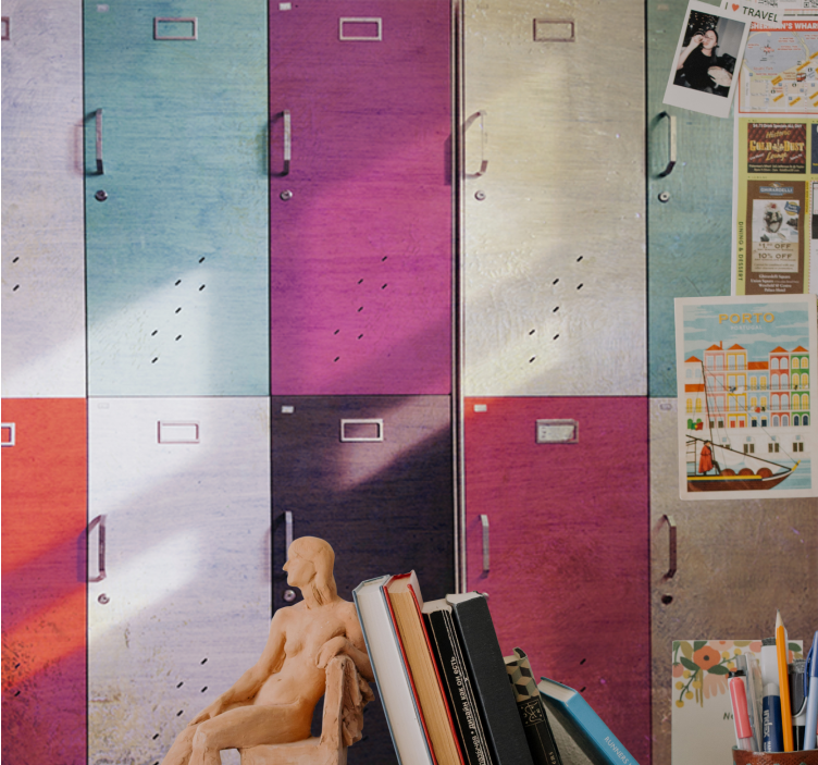 Színes zárható ajtók zenei témájú falfestmények - TenStickers