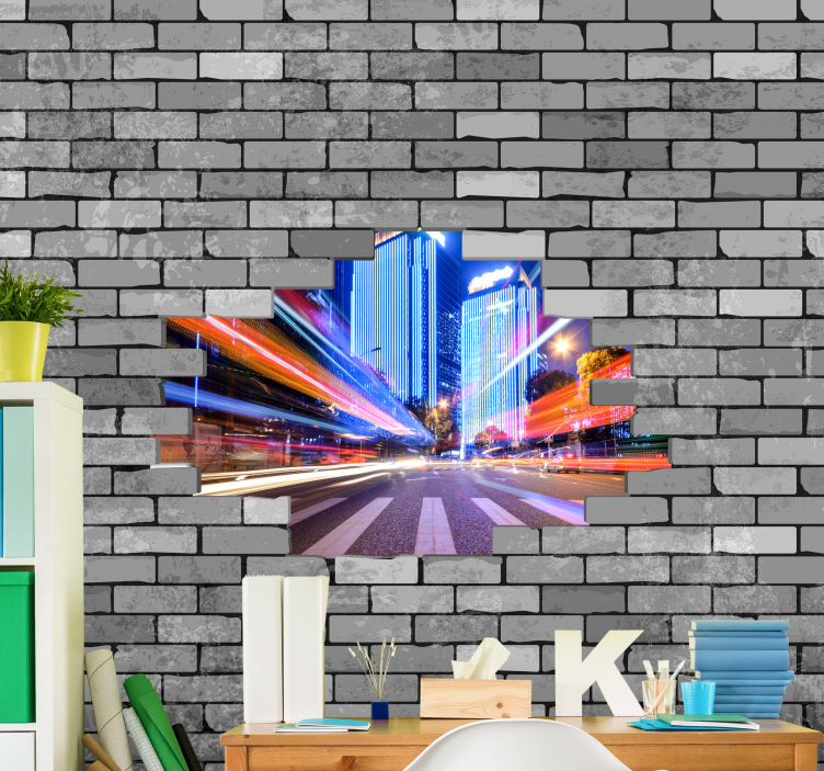 Törött tégla fényképes egyedi falfestménnyel - TenStickers