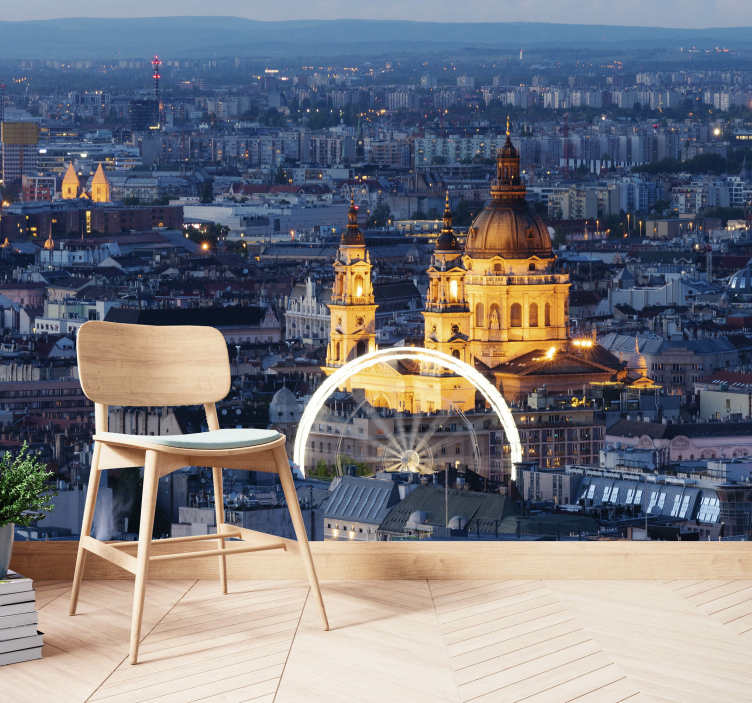 Történelmi budapesti éjszakai látkép Városi falfestmény - TenStickers