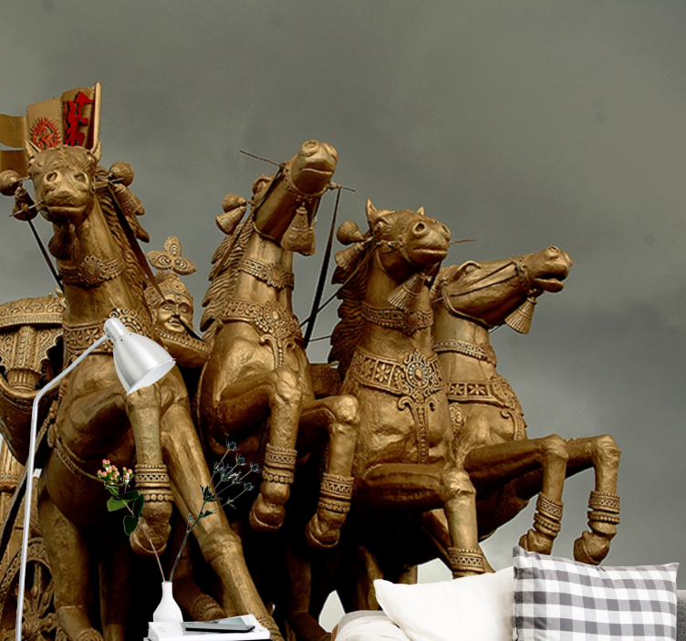 Történelmi kocsihúzó lovak jármű falfestmények - TenStickers