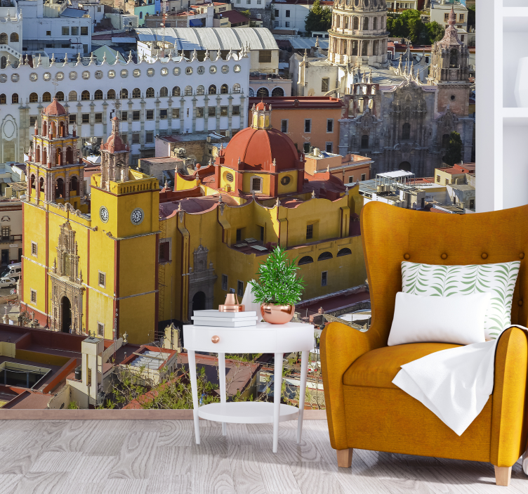 Történelmi sárga katedrális Városi falfestmény - TenStickers