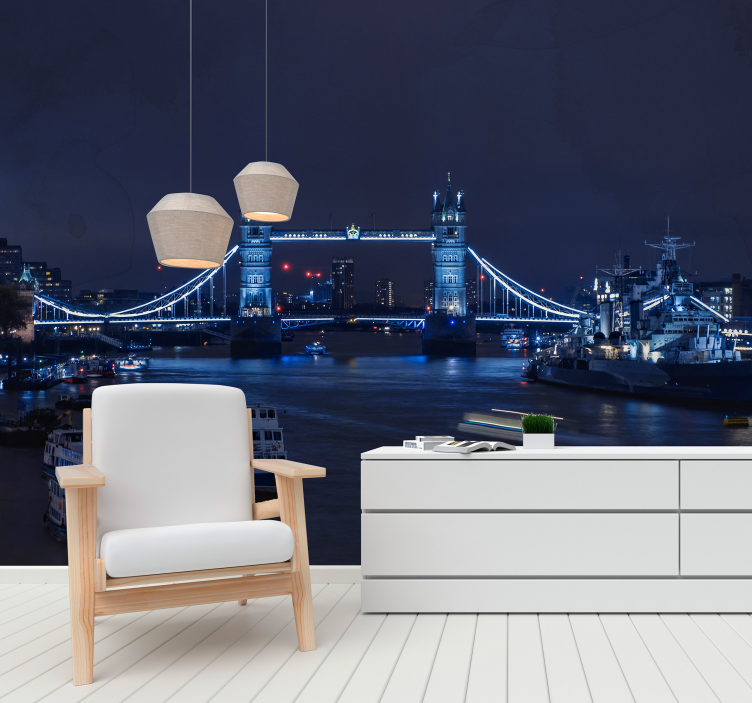 Tower bridge éjszakai kilátás Londoni fototapéta - TenStickers
